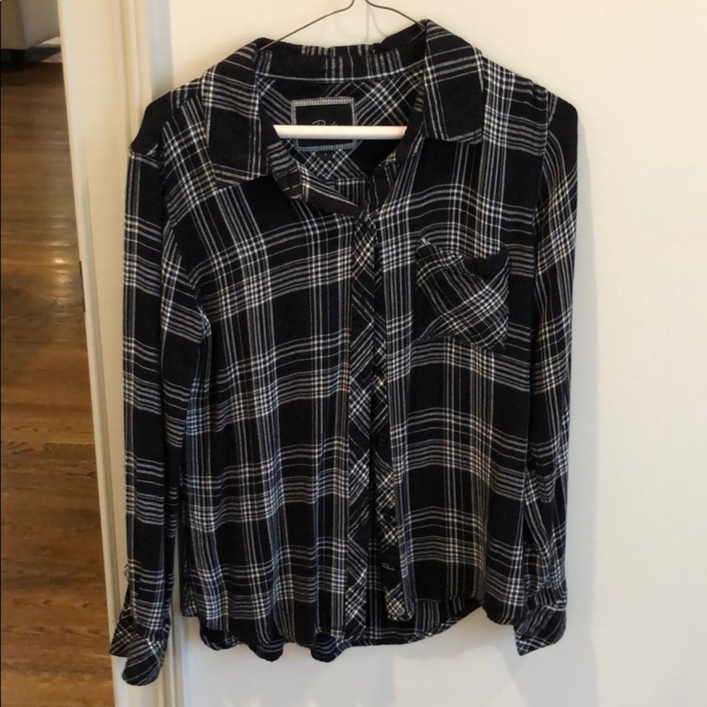 Rails button down shirt in black and white.